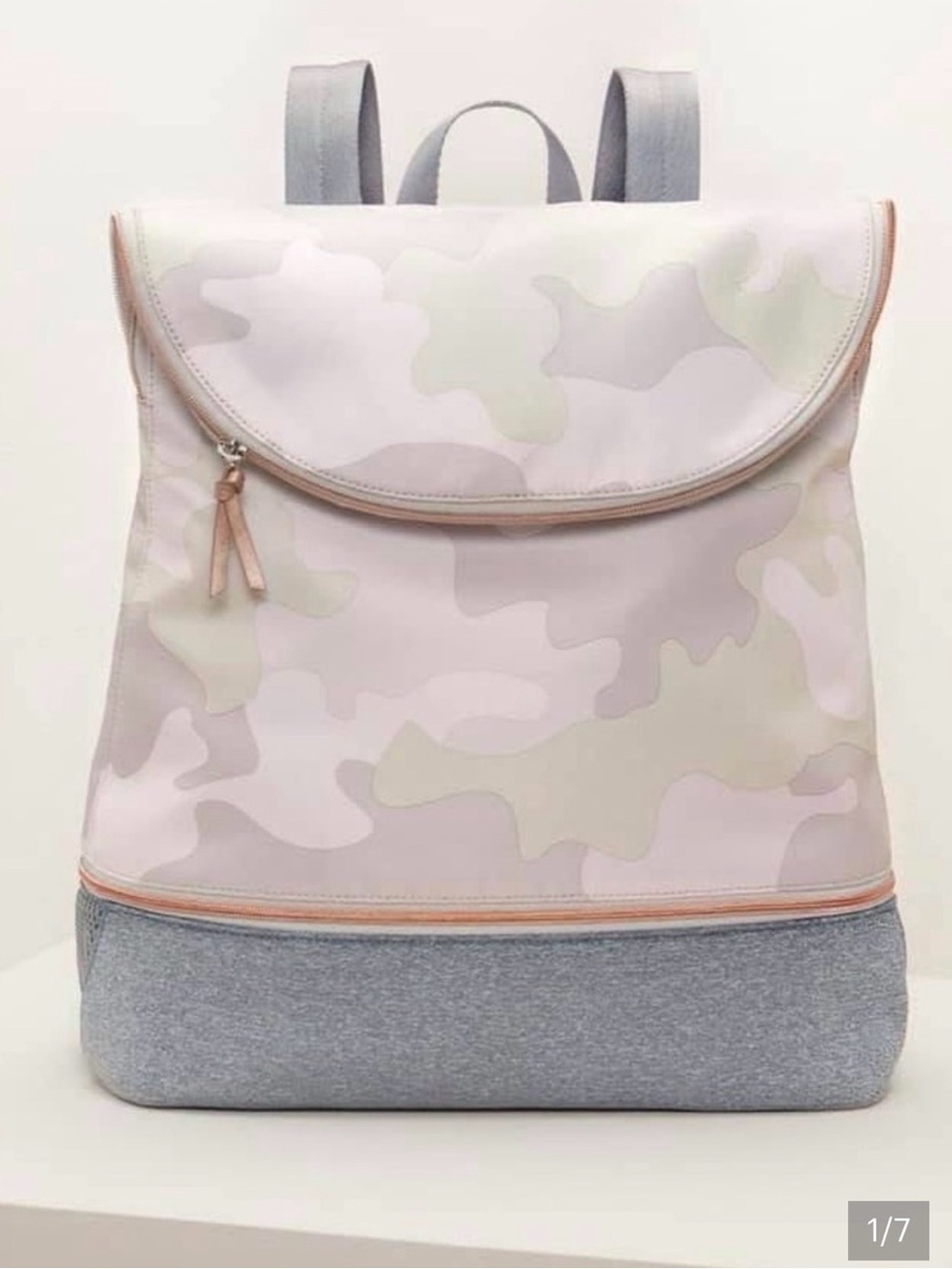 Stella & dot Crush It Backpack Pink Blush Camo Gray gym bag duffel shoes